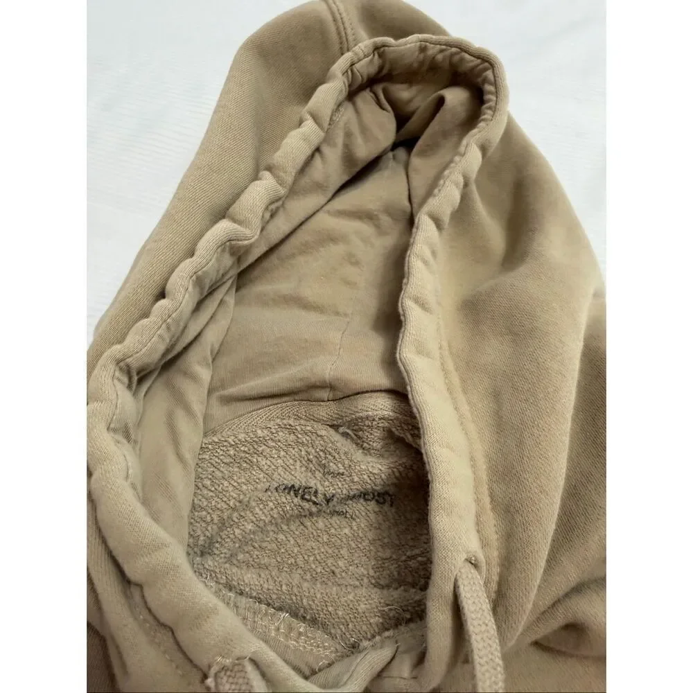 Lonely Ghost Self Love Club Graphic Hoodie Sweater Unisex Tan Size Small